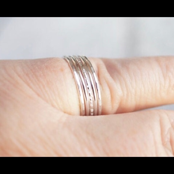 5 silver skinny 1mm thin stacking rings - Picture 3 of 5